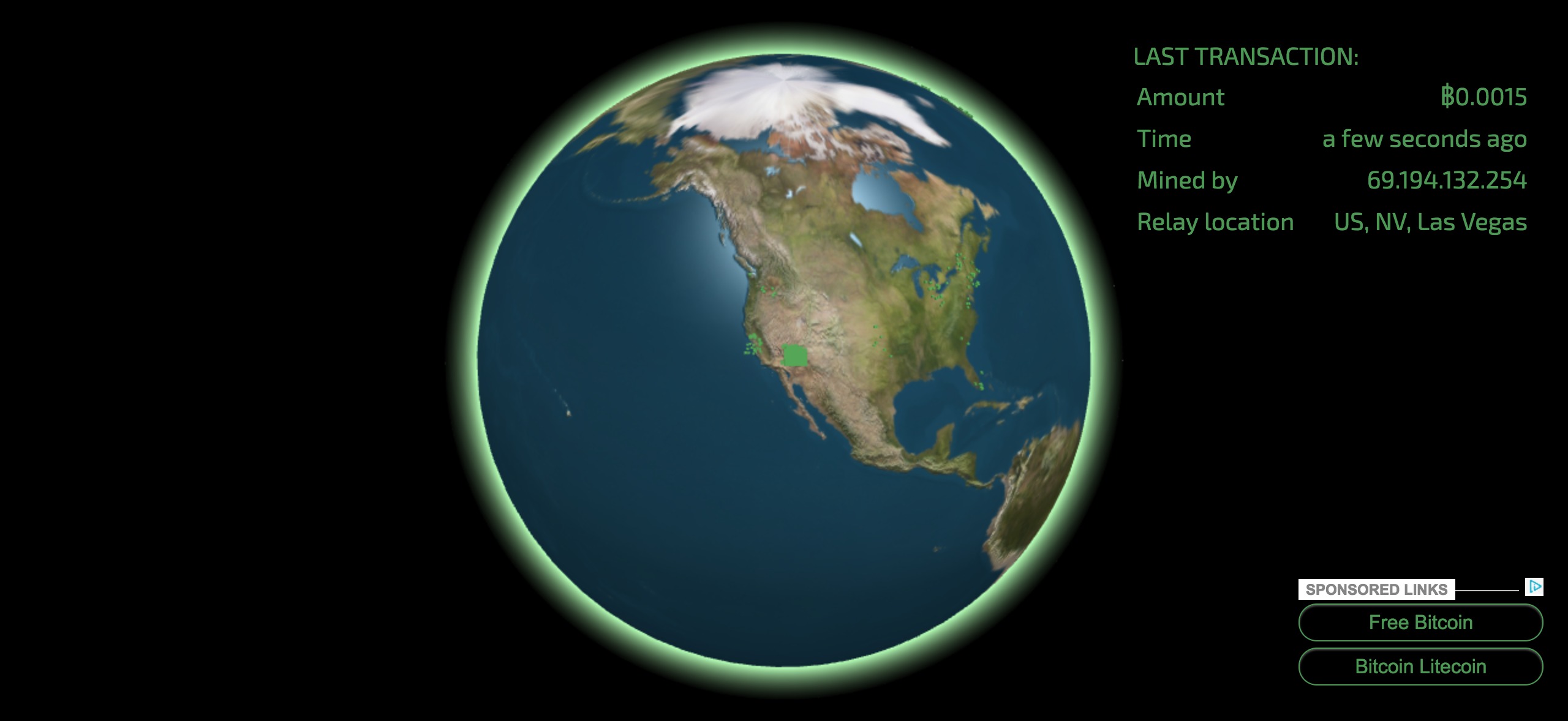 bitcoin globe that shows blocks and transactions around the world